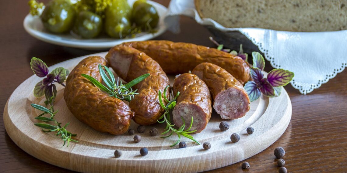 country sausage, regional products, traditional food, healthy cuisine, polish food, sausage swojska, herbs, aromas, home cooking, country kitchen, rye bread, village bread, homemade cucumbers, healthy meat, tasty sausage, polish food, polish food, polish food, polish food, polish food