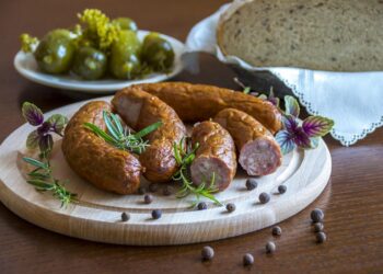 country sausage, regional products, traditional food, healthy cuisine, polish food, sausage swojska, herbs, aromas, home cooking, country kitchen, rye bread, village bread, homemade cucumbers, healthy meat, tasty sausage, polish food, polish food, polish food, polish food, polish food