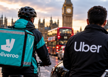 Kurier Deliveroo i kierowca Ubera w Londynie – ilustracja zmian dotyczących samozatrudnienia